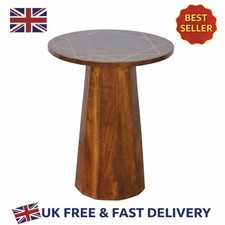 Geometric Brass Inlay Table Solid Wood  Table Modern Bedside Coffee Living Room