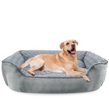 JOEJOY Rectangle Dog Bed for Large Medium Small Dogs XL 35"x 25"x 10" , Grey