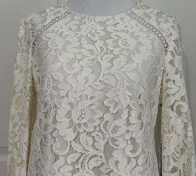 white summer long sleeve dress Melrose Ivory Long Sleeve Lace Maxi Dress - XXL Size - Women's Dresses