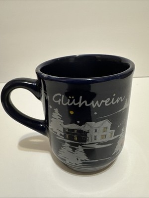 German Mug ~ Blue Gluhwein Winter Scene ~ Van Well Wellco Design