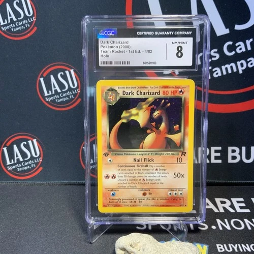 2000 POKEMON 1ST EDITION TEAM ROCKET DARK CHARIZARD HOLO 4/82 CGC 8