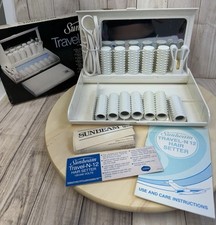 VTG New Sunbeam Travel-N-12 Hair Setter Curlers Mirror Clips Dual Voltage 1981