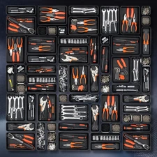 Tool Box Organizer Tray Dividers Set Tool Accessories Cabinet Bins Black 45 Pack