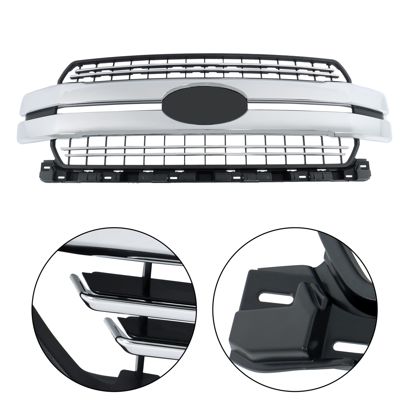 Chrome Front Bumper Grille Grill For Ford F-150 F150 2018-20 Lariat Style