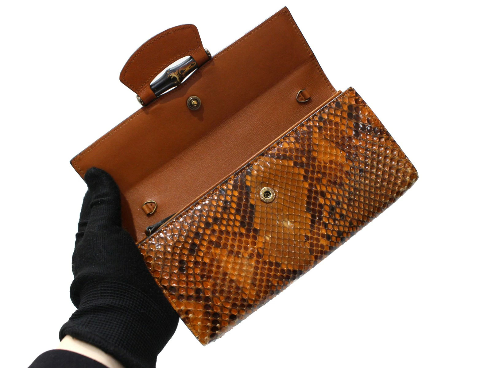 Gucci 397374 Bamboo Python Wall Orange Long Walle… - image 7