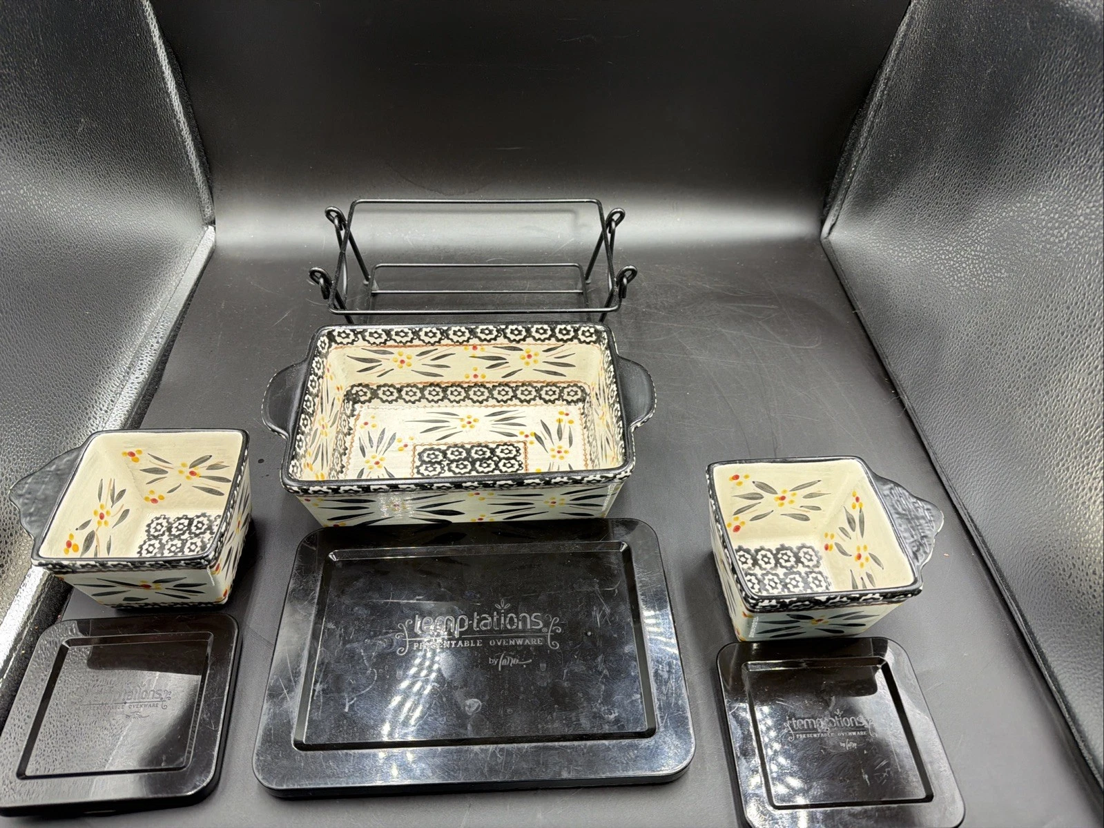 Temp-tations By Tara 3 Piece Bake Set With Lids And Rack