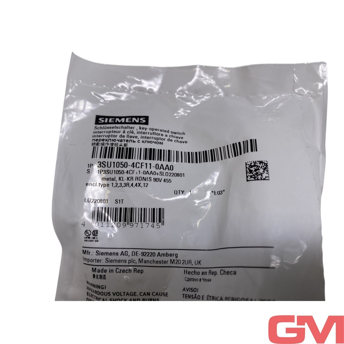 Siemens 3SU1050-4CF11-0AA0 Key Switch