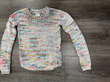 Roxy Y2K Rainbow White Shores Knit Girls Sweater Youth Medium / 10 multicolor