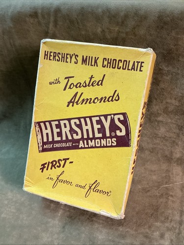 Vintage 1950s Hershey’s milk chocolate with toasted almonds advertising box