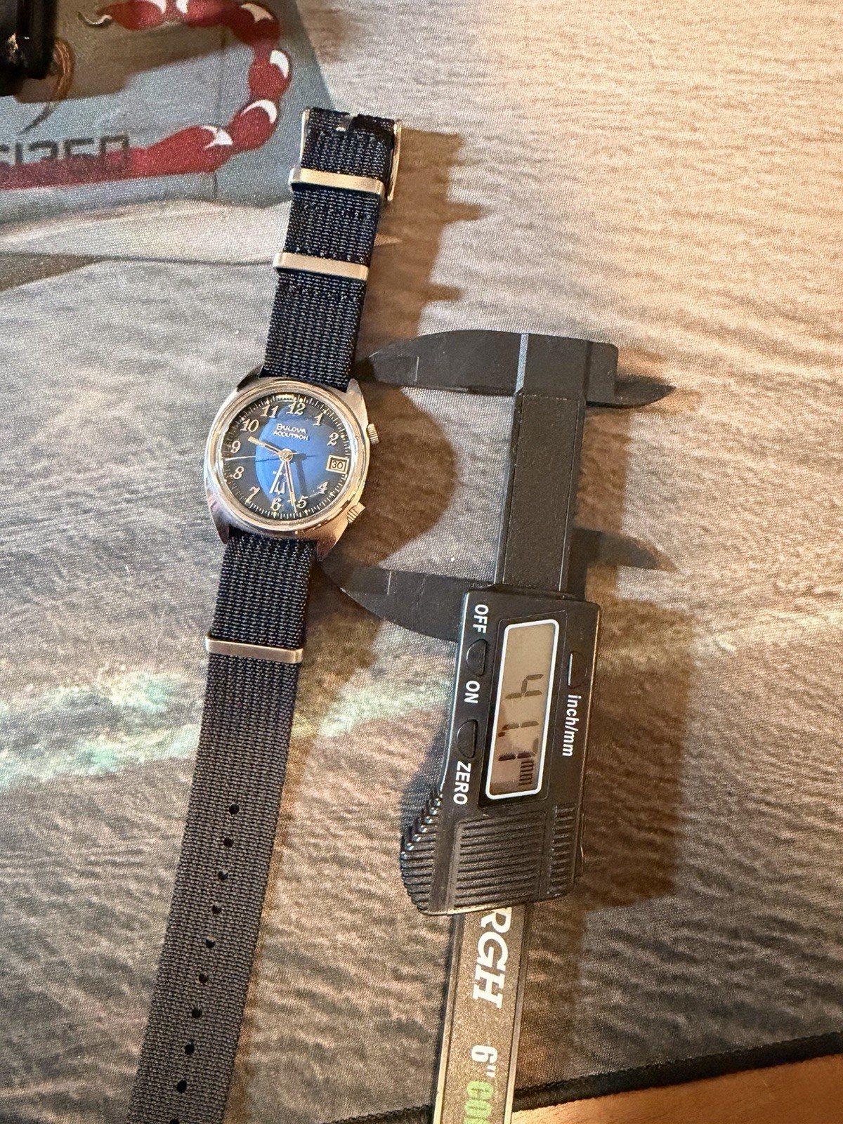 75’ VINTAGE  ACCUTRON ASTRONAUT  MARK  2 BLUE DIAL . Serviced