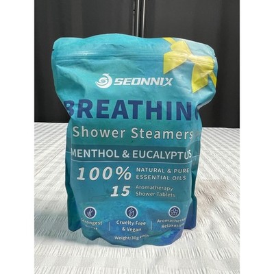 Seonnix Breathing Shower Steamers Menthol Eucalyptus 15 Count Aromatherapy