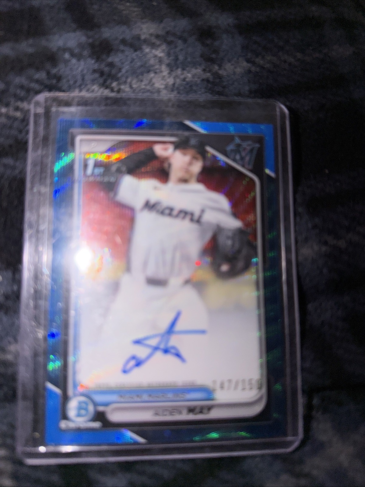 2024 Bowman Chrome Aiden May CPA-AM 1st Blue Refractor Auto /150 | Miami Marlins