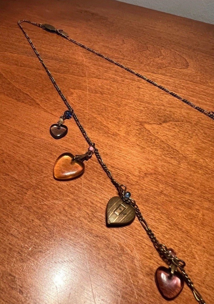 Glass Works Studio Gws Chain Necklace Brass & Colorful Glass Heart View 2