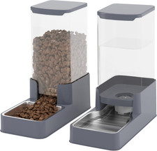 Stainless Steel Cat Feeder and Water Dispenser,Gravity Waterer  Food Feeder Set