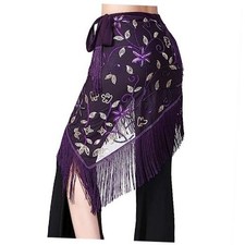 Women Belly Dance Hip Scarf Triangle Dance Belt Skirt with One Size Pure Purple