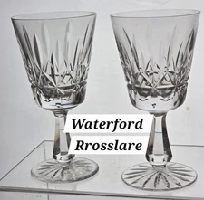 Signed Waterford CUT GLASS Rosslare goblet crystal pair
