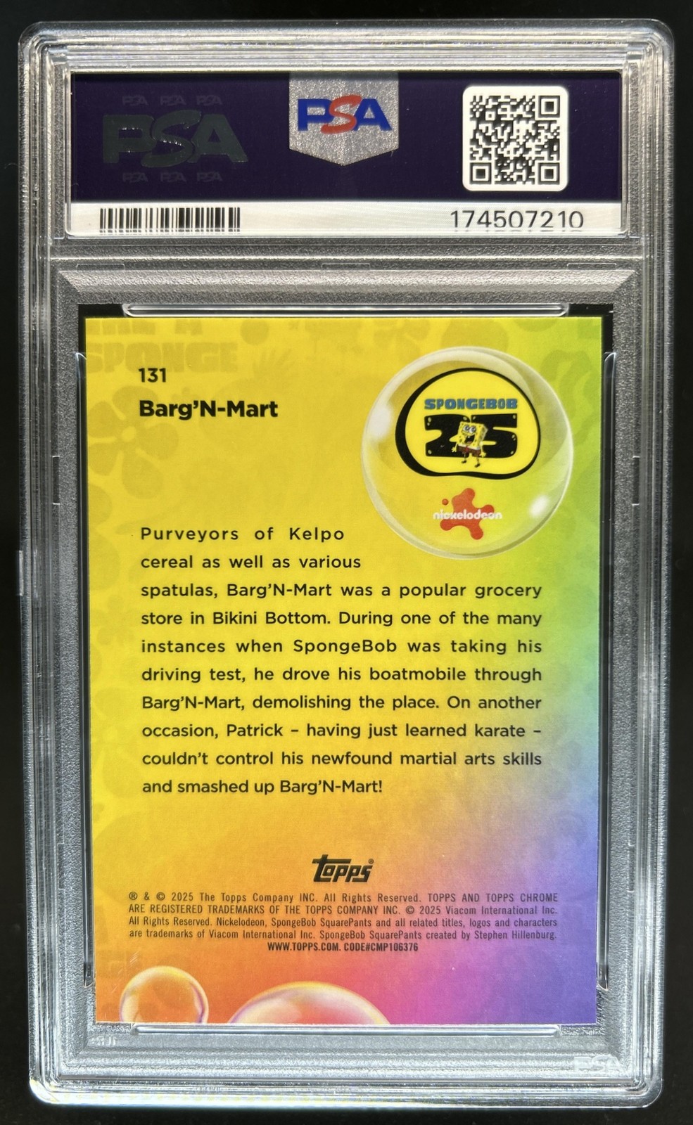 2025 Topps Chrome SpongeBob Barg'N-Mart FlowerCloudFractor #/75 PSA 10 GEM MINT view 2