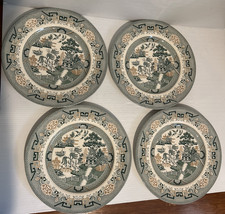 Juego de 4 platos de cena Royal Stafford pagoda sauce verde y dorado de 11 pulgadas como nuevo estado