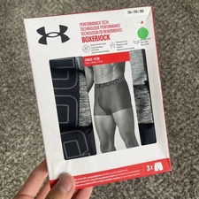 Under Armour Original Boxerjock 3 pack Mens Size 2XL Gray & Black 3 inch Stretch