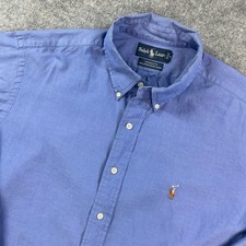 Ralph Lauren Vintage Yarmouth Mens Button Down Shirt 16 - 35 Blue Long Sleeve
