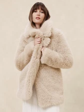 $300 BANANA REPUBLIC FACTORY OVERSIZED FAUX FUR COAT IN OFF WHITE/CREAM SIZE XL