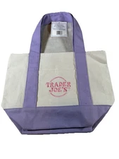 Trader Joe's Mini Canvas Tote Bag Lavender - Limited Edition