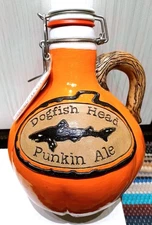 HALLOWEEN Dogfish Head PUNKIN ALE BEER GROWLER #486 Romanick Pottery PUMPKIN '18