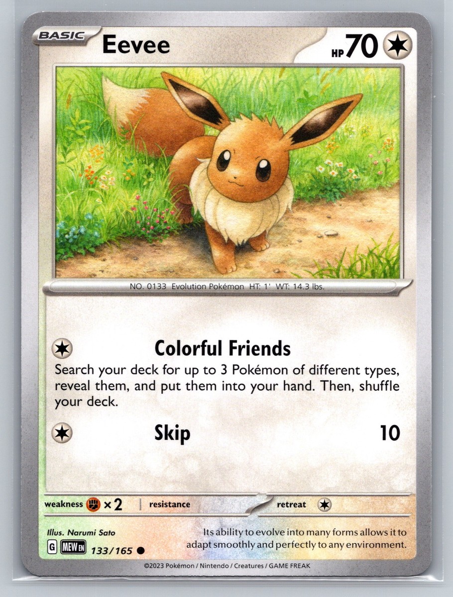 Eevee 133/165 Pokemon 151 Colorless Evolution Pokemon TCG