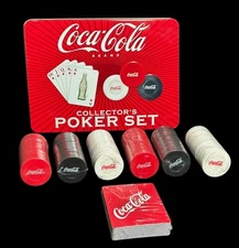 Coca-Cola POKER SET Complete Cards and Poker Chips with Collector Tin (Open Box)