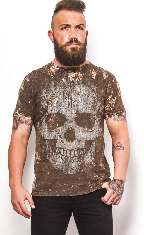 Футболка Rock Rebel от EMP Herren braunes с принтом mit Totenkopfprint 4290₽