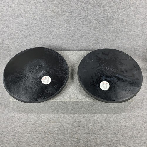 2x 1.6 kg Black Molded Rubber Discus Official Size & Weight Indoor/Outdoor BB3