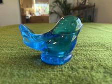 Vintage Art Glass Figurine - Blue Bird of Happiness Signed Leo Ward - Stunning 