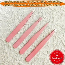 Rust-Resistant Anti-Slip Long-Lasting 4-Piece Precision Stainless Steel Tweezers