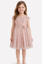Jona Michelle Pink Sparkly Tulle Party Dress Rosette Flower Girls 6