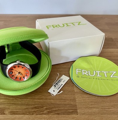 Fruitz Watch By Philip Stein Papaya Orange Black Silicone Rubber Band Health