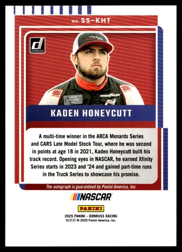 2025 Donruss Racing Signature Series Gold Ice #SS-KHT Kaden Honeycutt #01/10 - Picture 2 of 2