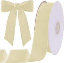 10 Yards Cream Velvet Ribbon 1 1/2 Inch for Christmas Tree,Ivory Velvet Christma