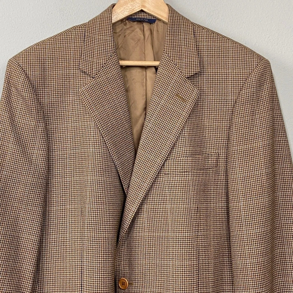 Vintage Brooks Brothers Blazer Sport Coat Sz 42L Houndstooth Wool Italy Academia - Image 2 of 4