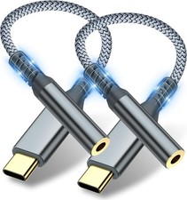 USB C to 3.5mm Audio Headphone Adapter,Type C Jack 2 Pack-01, Gray