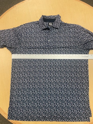 FootJoy FJ Polo Golf Shirt Large Blue Flower All Over Print AOP Performance - Picture 5 of 8