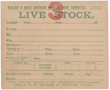Railway Goods Wagon Livestock Label, Midland & Great Northern Joint Committee