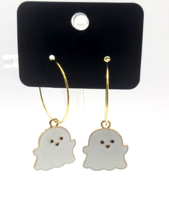 Halloween Gold-tone Earrings Whimsical GHOSTS  #73