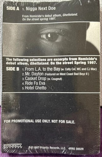HOMICIDE - Ghettoland UNRELEASED PROMO CASSETTE TAPE 1997 Gangsta Rap SEALED - Picture 2 of 6