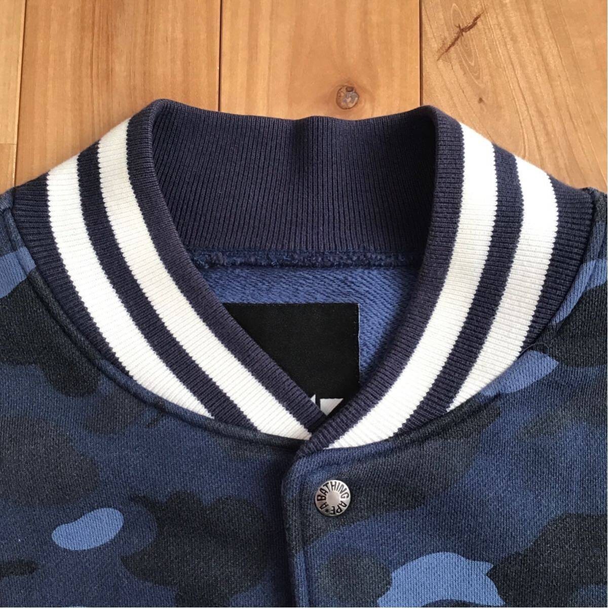 BAPE Blue camo sweat varsity jacket a bathing ape bomber BAPE Blue camo sweat varsity jacket a bathing ape bomber