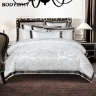 4/6 Piece Silk Cotton Jacquard Luxury Bedding Set White Color Bed Set 2020 New