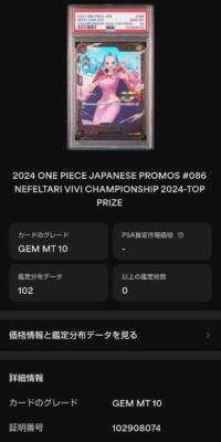 PSA10 one piece card Vivi R Promotion Card Championship 2024