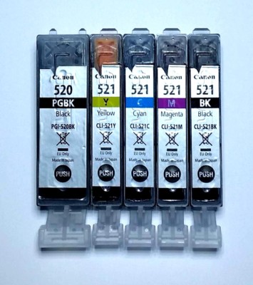 Original Patronen Canon PGI 520PGBK CLI-521C/Y/M/BK Satz wiederbefüllt