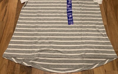 West Kei (Sz L-XXL) Ladies Striped Short Sleeve Top w/ Sheer