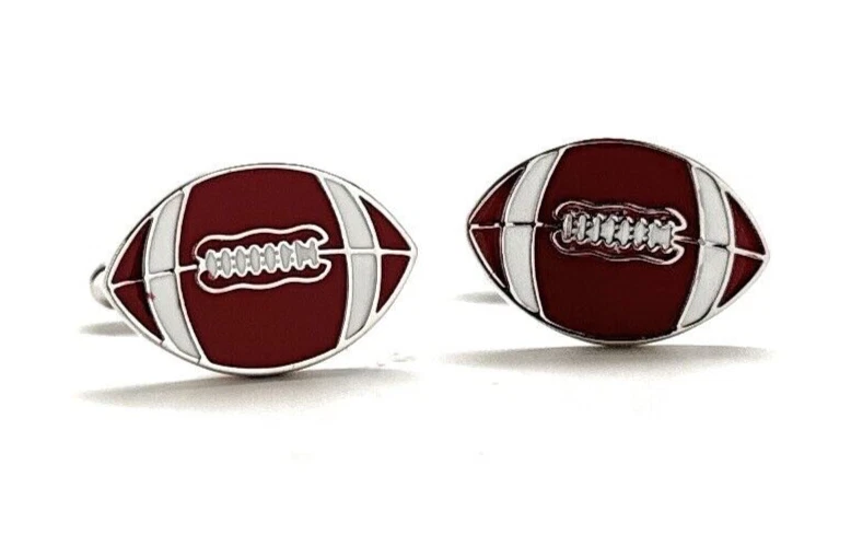 Gemelos de fútbol marrón y blanco esmalte plata rodio diseño 3D Sports Pro Foto 2 de 4