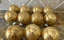 Vintage Mid Century Christmas Ornaments Balls Gold MCM Lot Of 11 Bowl Fillers